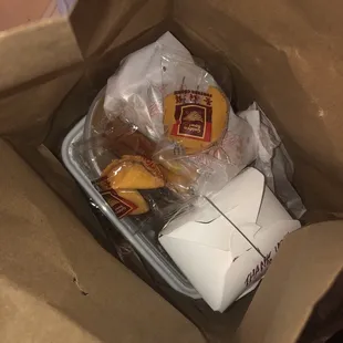 the contents of a paper bag