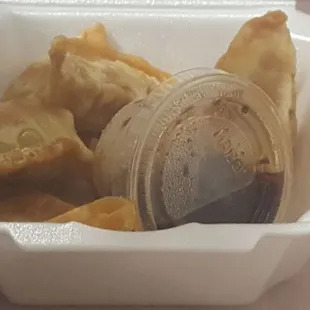Fried dumplings fried potstickers chicken and vegetables