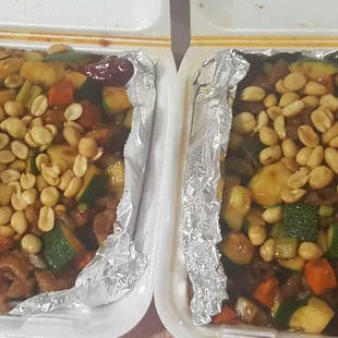 Spicy kung pao chicken and spicy Kung Pao beef soooo Good!