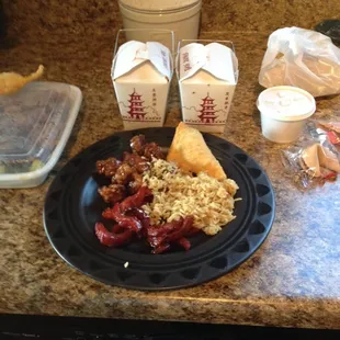 a plate of food on a kitchen counter