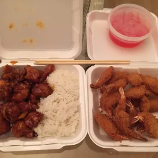 Orange Chicken dinner and Fried Shrimp!
