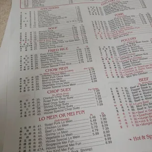 menu