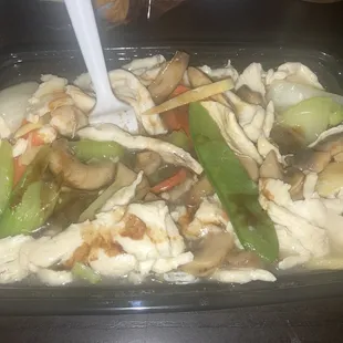 chicken and vegetables in a dish