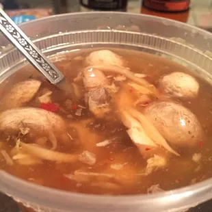 Hot and sour soup. Not very good, would not recommend.