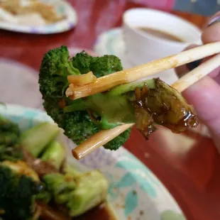 The brown is not all sauce. Tasty.