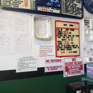 menus on the wall of a restaurant