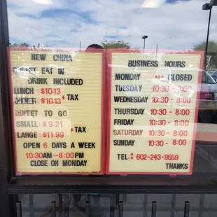 a sign for a business hours and hours