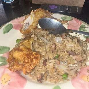 Fried Chicken Wings with Roast Pork Fried Rice