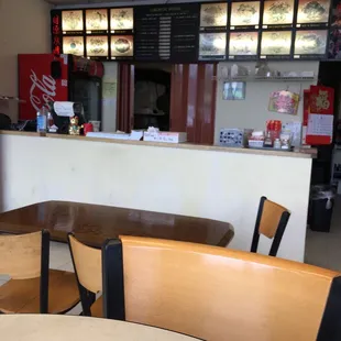 empty tables and chairs