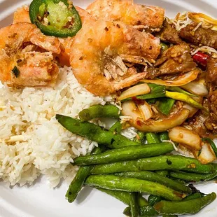 Salt &amp;!pepper shrimp, Mongolian Beef, Black Bean Sauce green beans