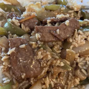 Mongolian beef with white rice