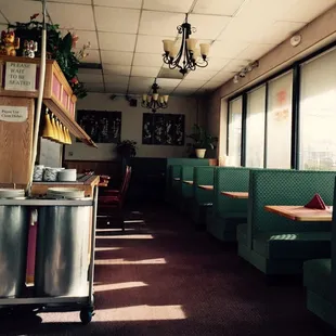 empty tables and booths