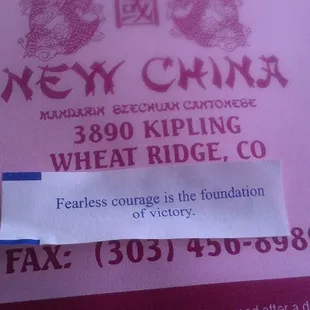 Fresh, cheap and great food. Horrible fortune.....