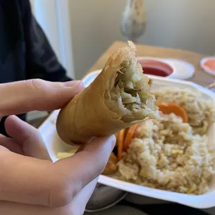 DELICIOUS spring roll! The outer wrapper is super thin and very crispy. This was the best thing