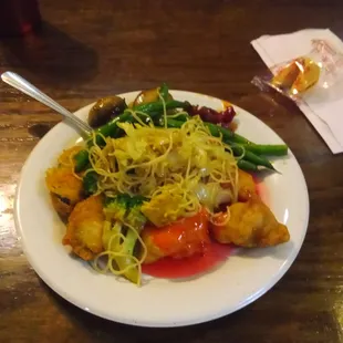 A colorful variety of fairly high-quality and tasty selected foods.