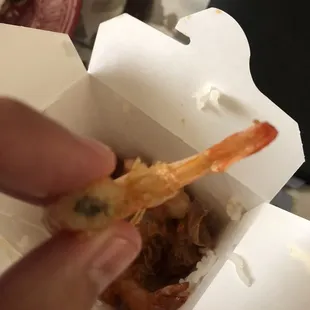 a hand holding a piece of food