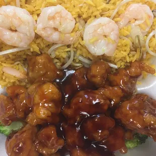 General chicken with shrimp fried rice