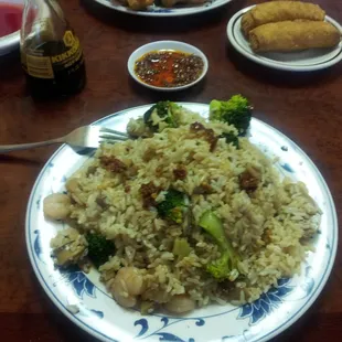 Chicken and shrimp fried rice.