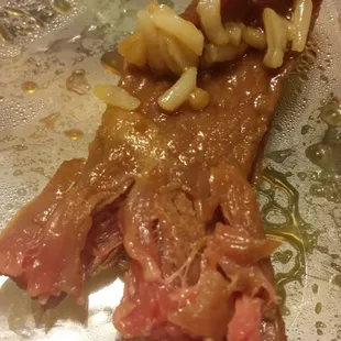 My childs pepper steak. Severely under cooked