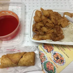 Over cooked... Re heated chicken,  flavorless sauce, and white rice that taste like bleach.