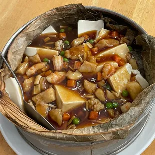 Seafood &amp; Tofu in Lotus Leaf