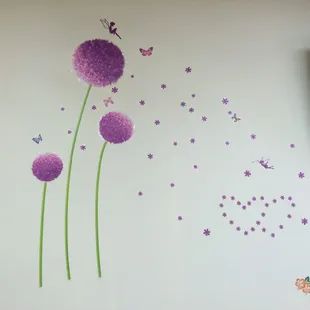 purple flowers and butterflies