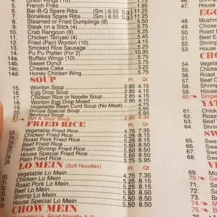 the menu