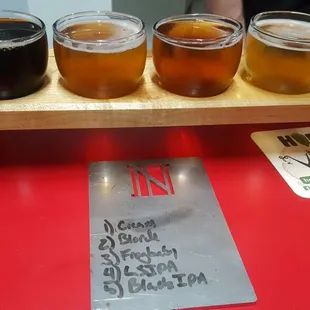 a flight of beers