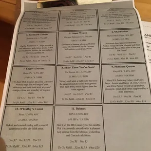 menu