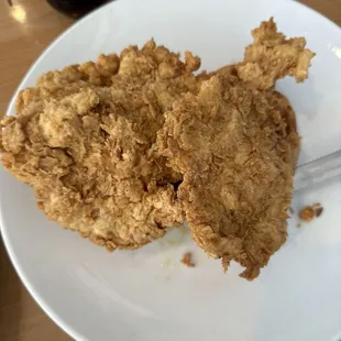 Chicken and waffles (the waffle is under the chicken - the waffle was huge, but the chicken was even bigger!)