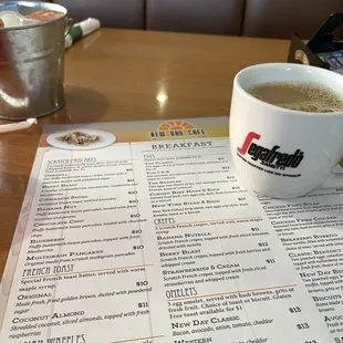 Breakfast menu and great coffee