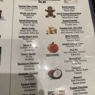 Latte Menu! Great prices