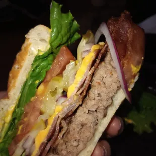 MEDIUM RARE. bacon cheeseburger.
