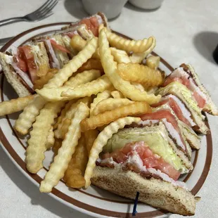 Turkey club with fries