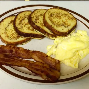 bacon, eggs, and french toast