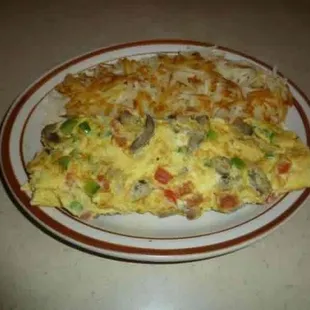 Combination omelette with hash browns