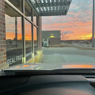 Sitting in the drive through. Look at that gorgeous sunrise!