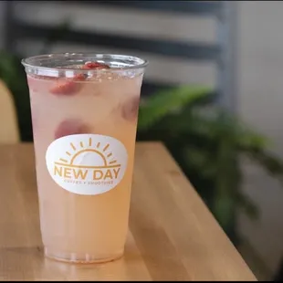 a drink in a plastic cup