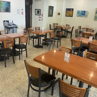 empty tables and chairs