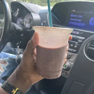 The Vegan PB&J smoothie with a twist. I added two shots of Espresso & switched from Soy Milk to Oat Milk.