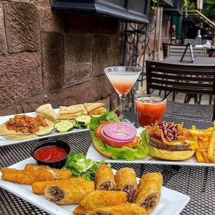 Apps and our famous Hickory Burger with some of our signature cocktails