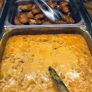 shai paneer bhuna (paneer cheese in cream), chicken wing pakora