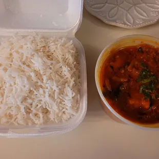 Chicken Tikka masala, and tons of rice