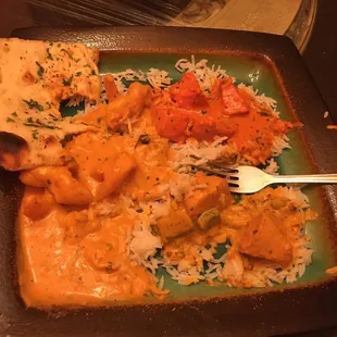 Chicken masala, chicken mango curry &amp; coconut Shrimp Coconut Masala