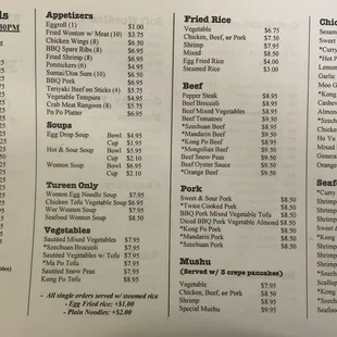 menu
