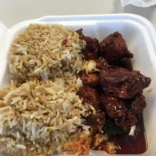 Lunch: Orange chicken with fried rice