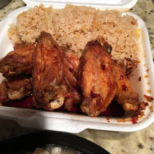 Braised wings with fried rice