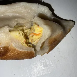 Inside fried chicken dumplings