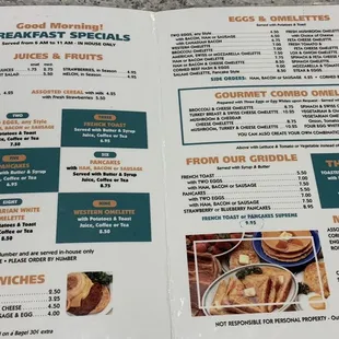 Their breakfast menu, one of the best diner in town