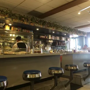 Cute set up. Roughly about 14 seats at the counter and 7 booths?